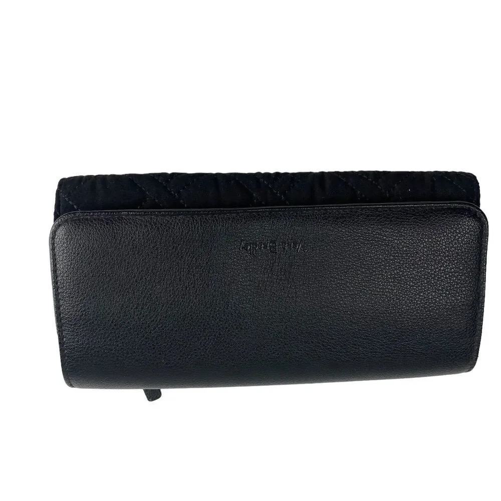 Vera Bradley RFID cottagecore twill quilted Wallet Black Pink‎ ballerinacore